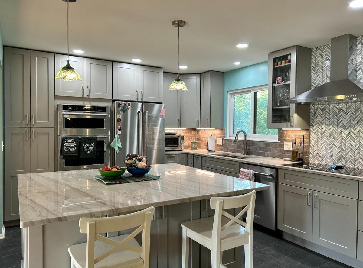 New Modern Kitchen Remodel Modern bathroom remodel with marble flooring and illuminated jetted tub – Ferndale, MI
